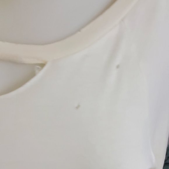 n:PHILANTHROPY  Ivory  Distressed  White Andrea Long sleeve shirt size M - Picture 3 of 10